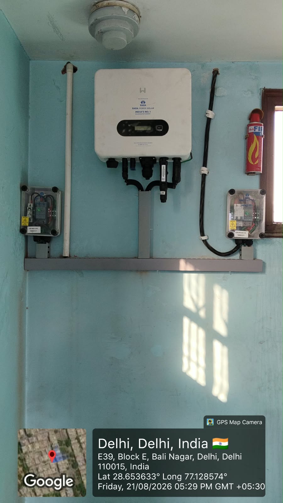Real GeoSolar inverter installation, Bali Nagar, Delhi