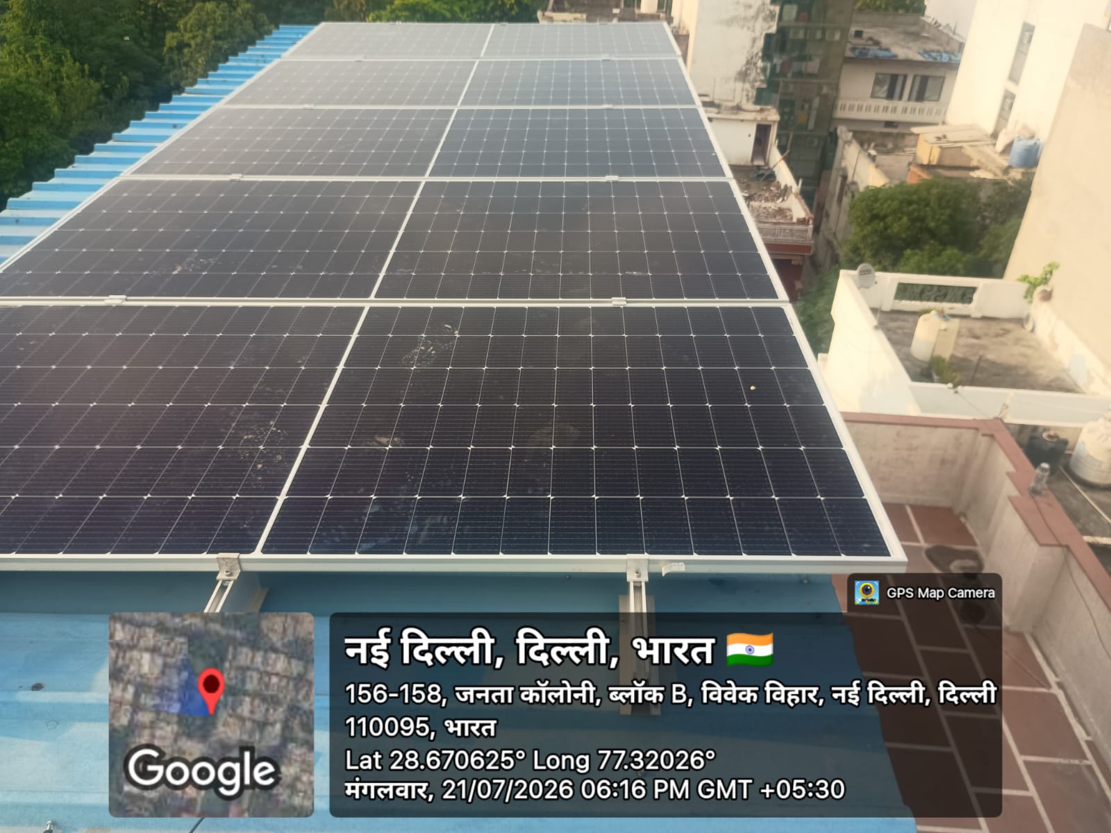 Real GeoSolar rooftop installation, Vivek Vihar, New Delhi
